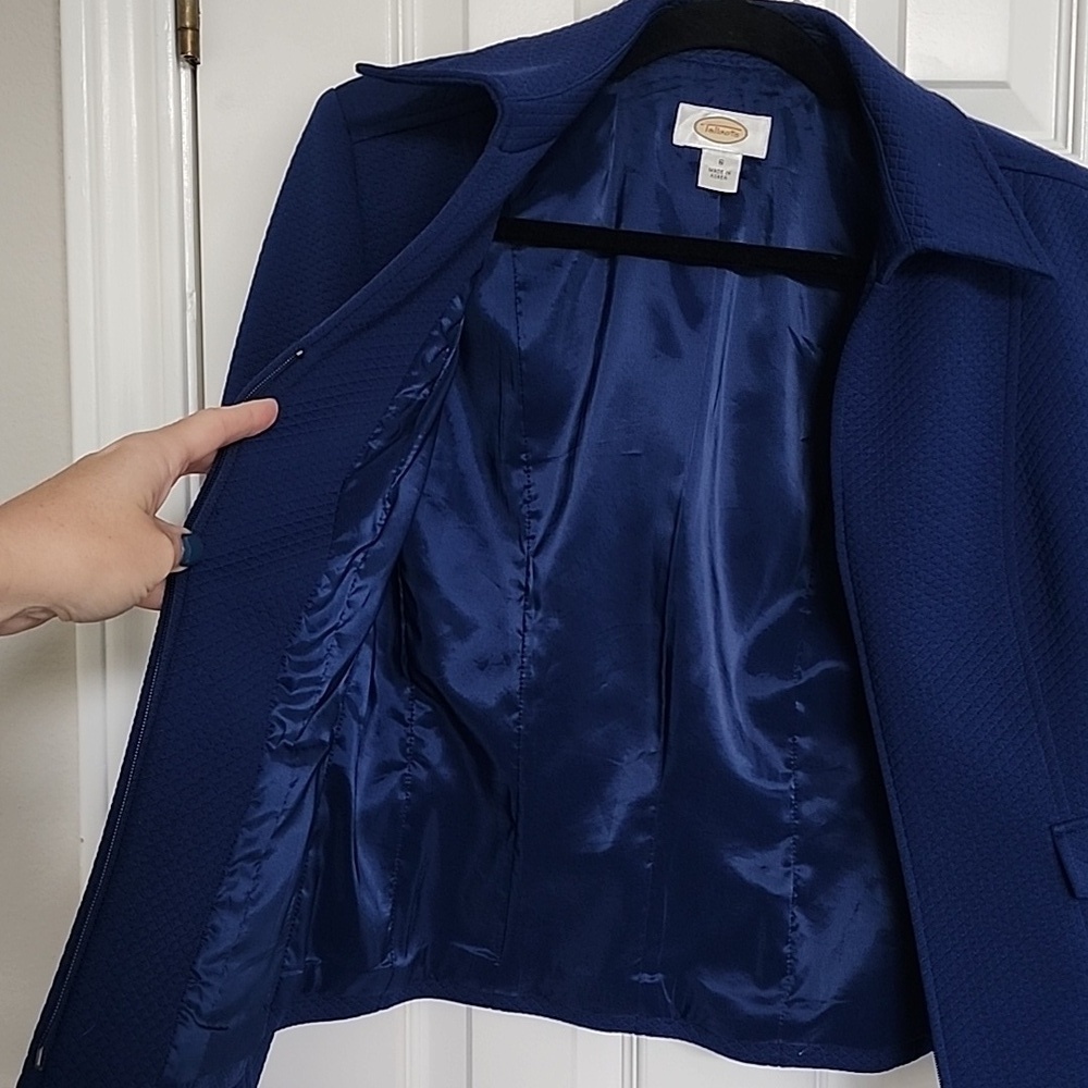 NWOT Talbots Suit Jacket Blazer Royal Blue Zip Front Size 6 - Picture 6 of 9